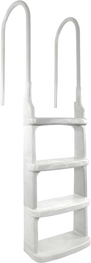 Main Access Easy Incline White Pool Deck Ladder for 48 to 54 Inch Above Ground Pools,White